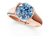 Rose gold Fancy Blue Round Cut Solitaire Tension Set Diamond Ring with Split Shank Band_1