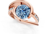 Rose gold Fancy Blue Round Cut Solitaire Tension-Set Diamond Split Shank Ring_1