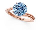 Rose gold Fancy Blue Round  Cut Solitaire Twist Band Ring with Four-Prong Setting_24
