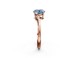 Rose gold Fancy Blue Round  Cut Solitaire Twist Band Ring with Four-Prong Setting_25