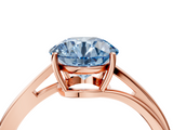 Rose gold Fancy Blue Round  Cut Solitaire Twist Band Ring with Four-Prong Setting_27
