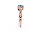 Rose gold Fancy Blue Round Cut Solitaire Twist Pave Diamond Engagement Ring with Prong Setting_2