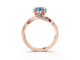 Rose gold Fancy Blue Round Cut Solitaire Twist Pave Diamond Engagement Ring with Prong Setting_3