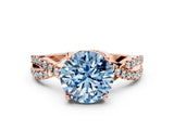 Rose gold Fancy Blue Round Cut Solitaire Twist Pave Diamond Engagement Ring with Prong Setting_36