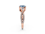 Rose gold Fancy Blue Round Cut Solitaire Twist Pave Diamond Engagement Ring with Prong Setting_38