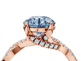Rose gold Fancy Blue Round Cut Solitaire Twist Pave Diamond Engagement Ring with Prong Setting_4