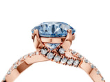 Rose gold Fancy Blue Round Cut Solitaire Twist Pave Diamond Engagement Ring with Prong Setting_40