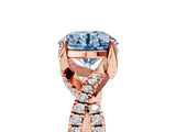 Rose gold Fancy Blue Round Cut Solitaire Twist Pave Diamond Engagement Ring with Prong Setting_5