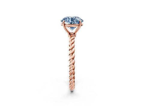 Rose gold Fancy Blue Round Cut Solitaire Twisted Band 4-Prong Ring_2
