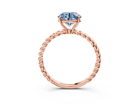 Rose gold Fancy Blue Round Cut Solitaire Twisted Band 4-Prong Ring_3