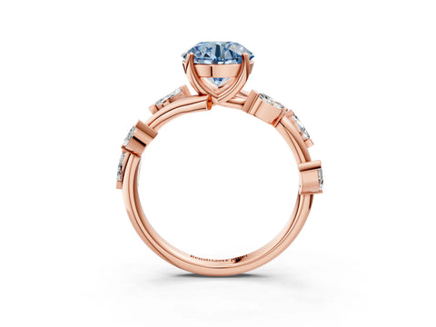 Rose gold Fancy Blue Round Cut Solitaire Twisted Band Marquise Accent Prong Setting Ring_15