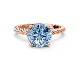 Rose gold Fancy Blue Round  Cut Solitaire Twisted Band with Four-Prong Setting_54