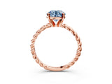 Rose gold Fancy Blue Round  Cut Solitaire Twisted Band with Four-Prong Setting_57