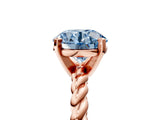Rose gold Fancy Blue Round  Cut Solitaire Twisted Band with Four-Prong Setting_59
