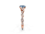 Rose gold Fancy Blue Round Cut Solitaire Twisted Pave Band with Four-Prong Setting_5