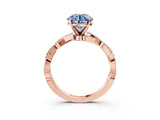 Rose gold Fancy Blue Round Cut Solitaire Twisted Pave Band with Four-Prong Setting_6