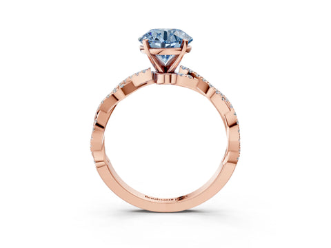 Rose gold Fancy Blue Round Cut Solitaire Twisted Pave Band with Four-Prong Setting_6