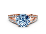 Rose gold Fancy Blue Round  Cut Split Shank Pave Diamond Engagement Ring with Four-Prong Setting_24