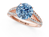 Rose gold Fancy Blue Round  Cut Split Shank Pave Diamond Engagement Ring with Four-Prong Setting_25