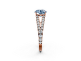 Rose gold Fancy Blue Round  Cut Split Shank Pave Diamond Engagement Ring with Four-Prong Setting_26