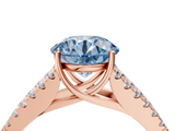 Rose gold Fancy Blue Round  Cut Split Shank Pave Diamond Engagement Ring with Four-Prong Setting_28