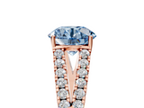 Rose gold Fancy Blue Round  Cut Split Shank Pave Diamond Engagement Ring with Four-Prong Setting_29