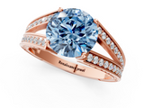 Rose gold Fancy Blue Round  Cut Split Shank Pave Diamond Ring with Four-Prong Setting_28