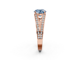 Rose gold Fancy Blue Round  Cut Split Shank Pave Diamond Ring with Four-Prong Setting_29