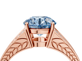 Rose gold Fancy Blue Round  Cut Split Shank Pave Diamond Ring with Four-Prong Setting_31