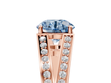 Rose gold Fancy Blue Round  Cut Split Shank Pave Diamond Ring with Four-Prong Setting_32