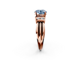 Rose gold Fancy Blue Round  Cut Three-Stone Channel Set Ring with Bar Prongs_64
