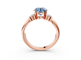 Rose gold Fancy Blue Round  Cut Three-Stone Channel Set Ring with Bar Prongs_65