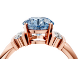 Rose gold Fancy Blue Round  Cut Three-Stone Channel Set Ring with Bar Prongs_66