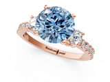 Rose gold Fancy Blue Round  Cut Three-Stone Diamond Pavé Band with Prong Setting_18