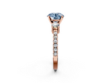 Rose gold Fancy Blue Round  Cut Three-Stone Diamond Pavé Band with Prong Setting_19