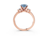 Rose gold Fancy Blue Round  Cut Three-Stone Diamond Pavé Band with Prong Setting_20