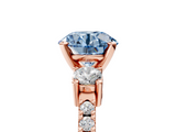 Rose gold Fancy Blue Round  Cut Three-Stone Diamond Pavé Band with Prong Setting_22