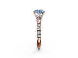 Rose gold Fancy Blue Round  Cut Three-Stone Diamond Pave Band with Prong Setting_40