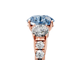 Rose gold Fancy Blue Round  Cut Three-Stone Diamond Pave Band with Prong Setting_43