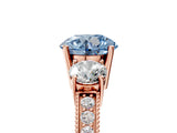 Rose gold Fancy Blue Round Cut Three-Stone Diamond Ring with Pavé Band and Four-Prong Setting_5