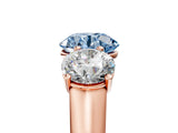 Rose gold Fancy Blue Round Cut Three-Stone Diamond Ring with Prong Setting on a Classic Band_18