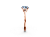 Rose gold Fancy Blue Round  Cut Three-Stone Solitaire Ring with Round Accent Diamonds and Four-Prong Setting_22
