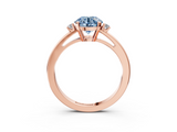 Rose gold Fancy Blue Round  Cut Three-Stone Solitaire Ring with Round Accent Diamonds and Four-Prong Setting_23
