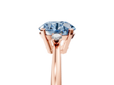 Rose gold Fancy Blue Round  Cut Three-Stone Solitaire Ring with Round Accent Diamonds and Four-Prong Setting_25