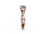 Rose gold Fancy Blue Round  Cut Twist Band Solitaire Diamond Ring with Pavé Setting_5