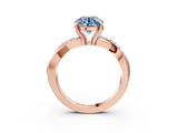 Rose gold Fancy Blue Round  Cut Twist Band Solitaire Diamond Ring with Pavé Setting_6