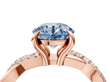 Rose gold Fancy Blue Round  Cut Twist Band Solitaire Diamond Ring with Pavé Setting_7