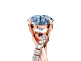 Rose gold Fancy Blue Round  Cut Twist Band Solitaire Diamond Ring with Pavé Setting_8