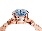 Rose gold Fancy Blue Round  Cut Twisted Pavé Band Solitaire Ring with Four-Prong Setting_76
