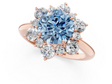Rose gold Fancy Blue Round  Diamond Cluster Halo Ring with Solitaire Band and Four-Prong Setting_20